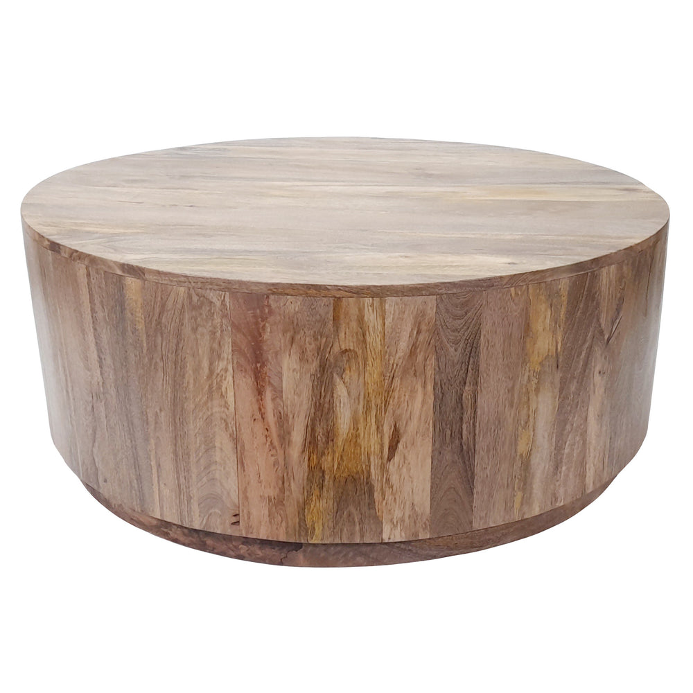 42" Natural Solid Wood Round Coffee Table