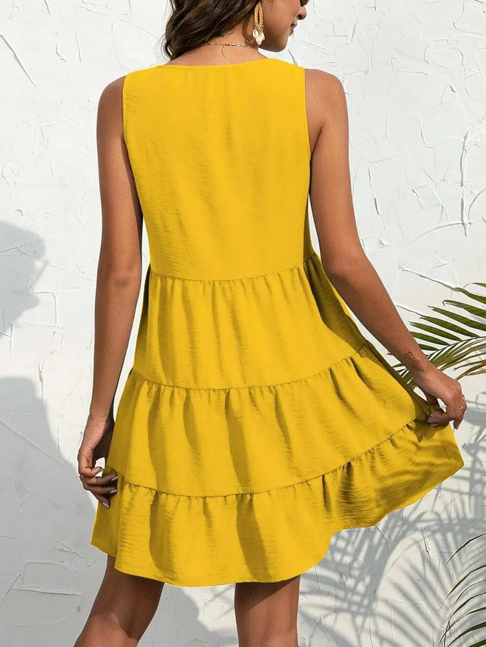 V-Neck Sleeveless Mini Tank Dress - Trendsi - Flyclothing LLC