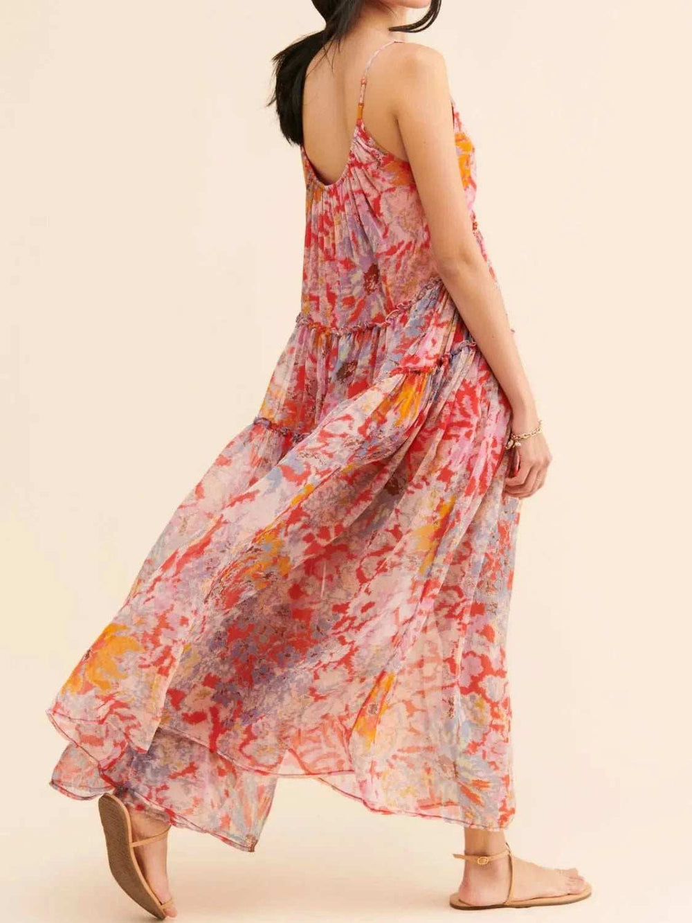 Printed V-Neck Sleeveless Dress - Trendsi - Flyclothing LLC