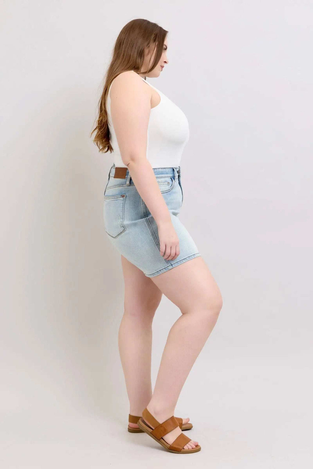 Judy Blue Full Size 2 Button Denim Shorts with Pockets Plus Size - Trendsi - Flyclothing LLC