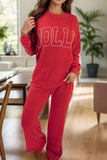 JOLLY Round Neck Long Sleeve Top and Pants Lounge Set - Trendsi - Flyclothing LLC
