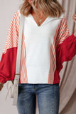 Striped Johnny Collar Long Sleeve Sweatshirt - Trendsi - Flyclothing LLC