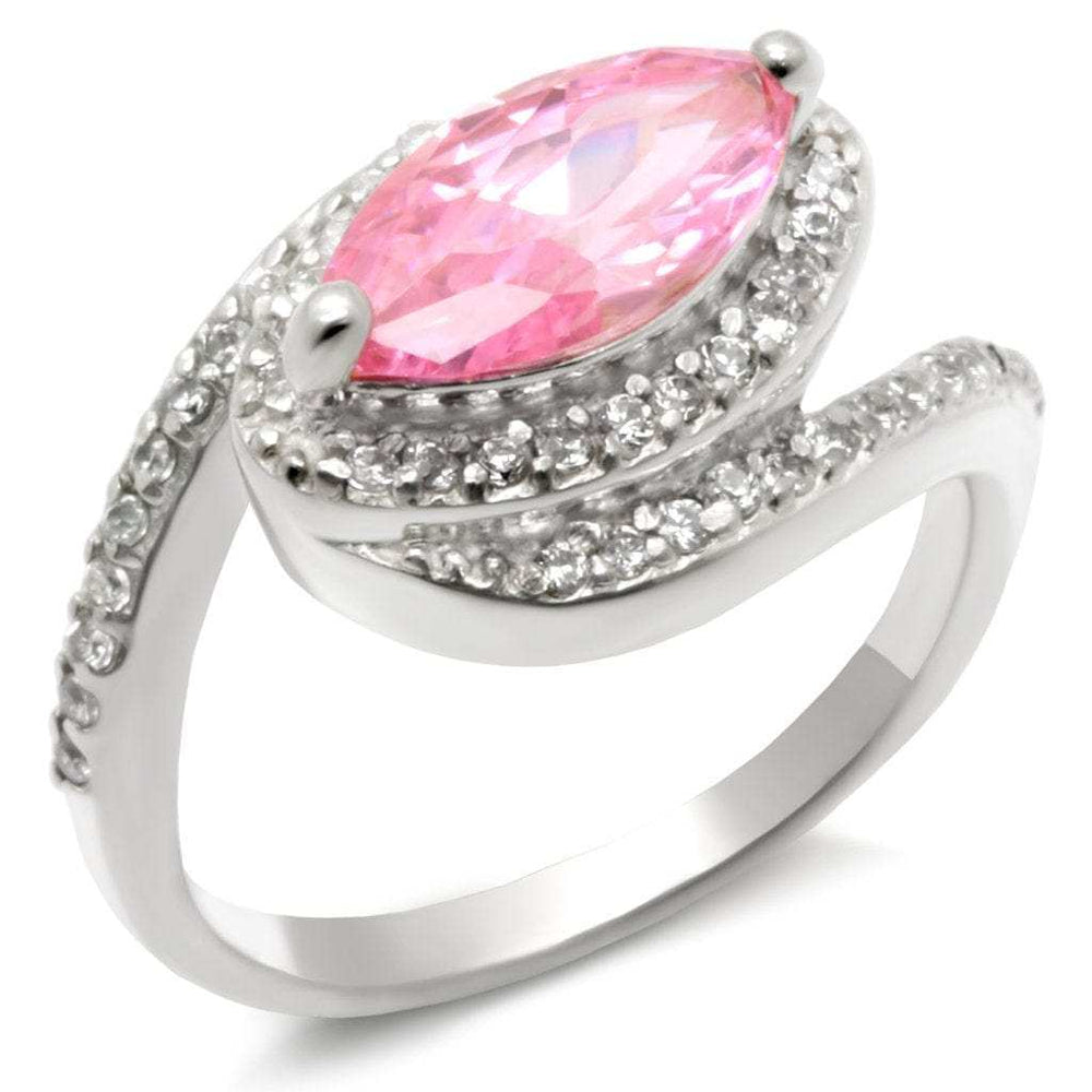49509 - High-Polished 925 Sterling Silver Ring with AAA Grade CZ in Rose - Alamode - Flyclothing LLC