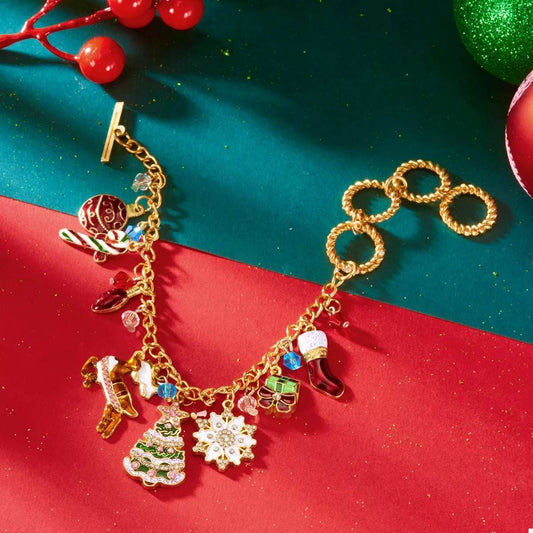 18K Gold-Plated Christmas Charm Bracelet - Trendsi - Flyclothing LLC