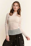 Davi & Dani Turtle Neck Lace Dotted Stretch Mesh Sheer Top - Trendsi - Flyclothing LLC