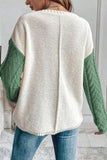 Color Block Round Neck Long Sleeve Sweater - Trendsi - Flyclothing LLC