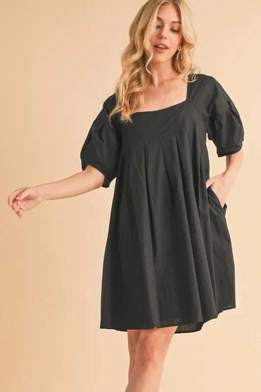 Aemi + Co Square Neck Babydoll Dress with Pockets - Trendsi - Flyclothing LLC