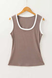 Contrast Edge Scoop Neck Wide Strap Knit Tank - Trendsi - Flyclothing LLC
