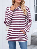 Striped Dropped Shoulder Hoodie - Trendsi - Flyclothing LLC