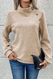 Textured Turtleneck Long Sleeve Sweatshirt - Trendsi - Flyclothing LLC