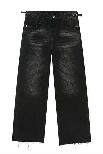 Raw Hem Straight Leg Jeans - Trendsi - Flyclothing LLC