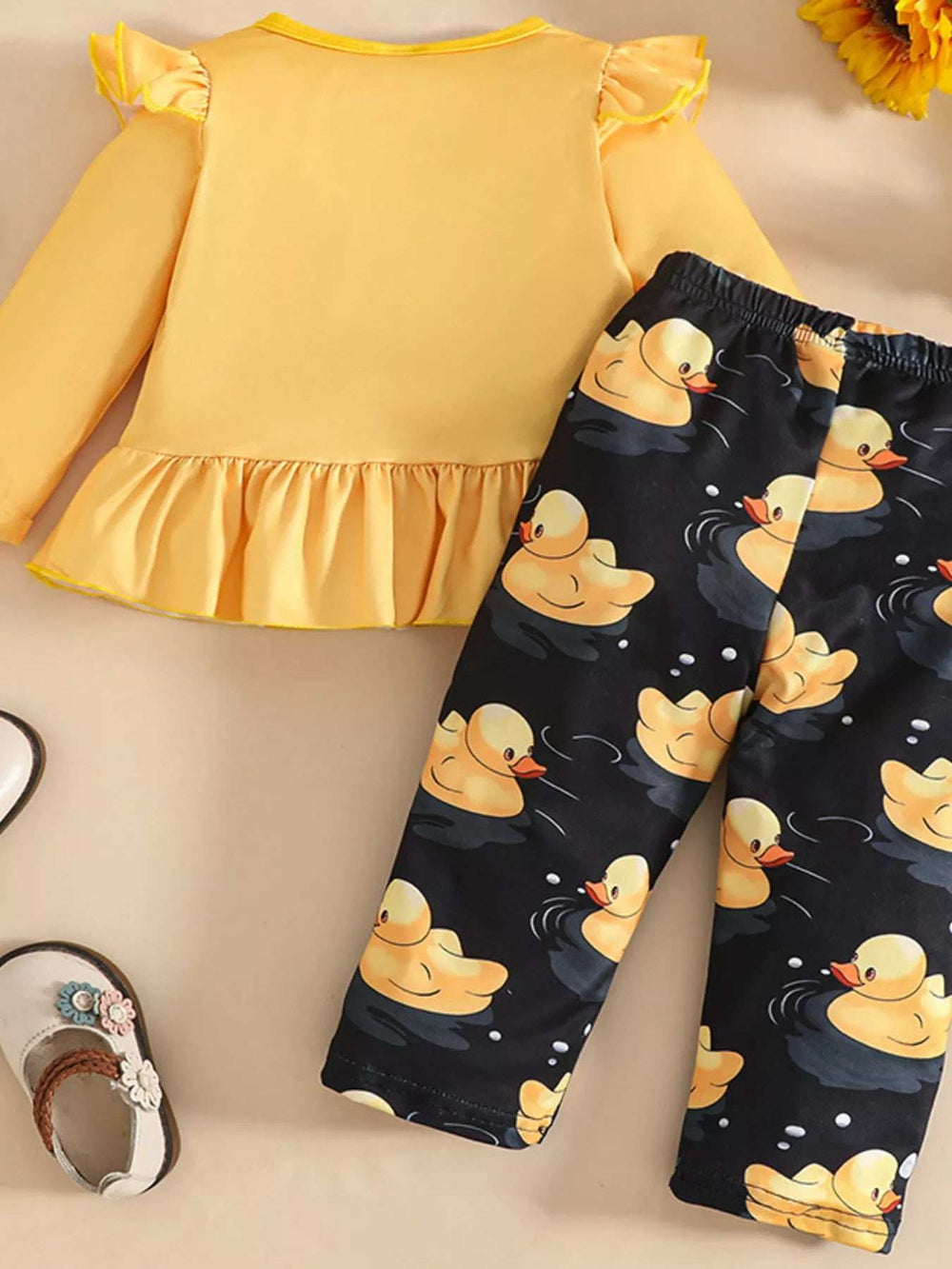 Children's Cute Duck Print Long Sleeve Top and Pants Set - Trendsi - Flyclothing LLC