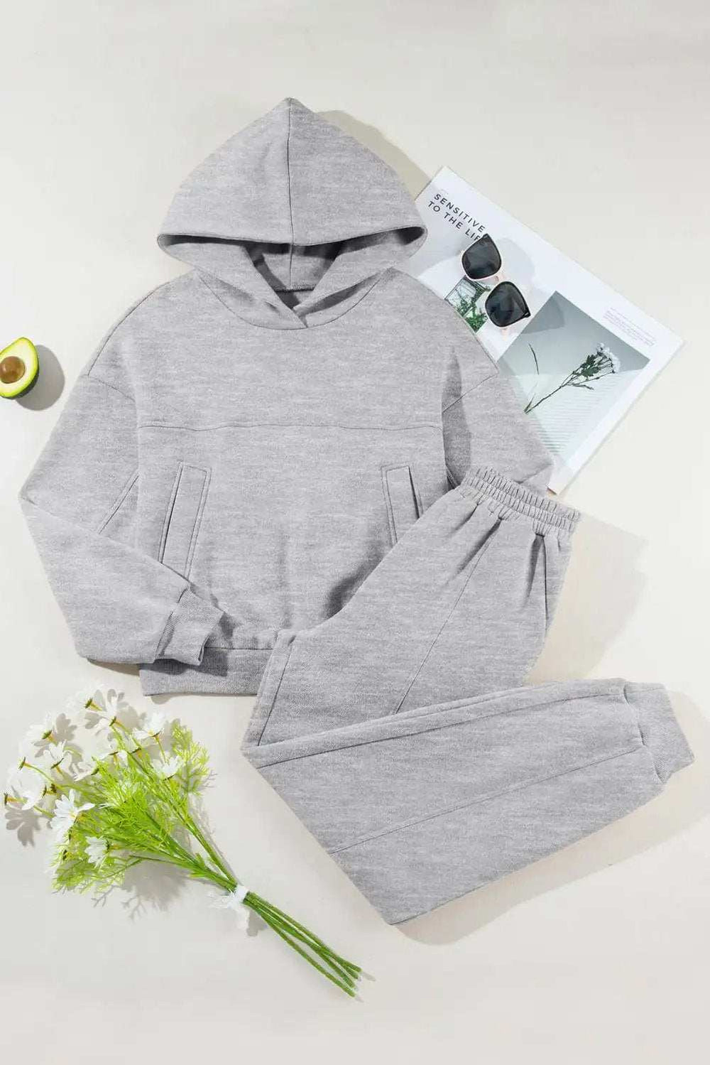 Dropped Shoulder Long Sleeve Hoodie and Pants Active Set - Trendsi - Flyclothing LLC