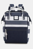 Himawari Striped Waterproof Nylon Backpack Bag with Side Pockets - Trendsi - Flyclothing LLC