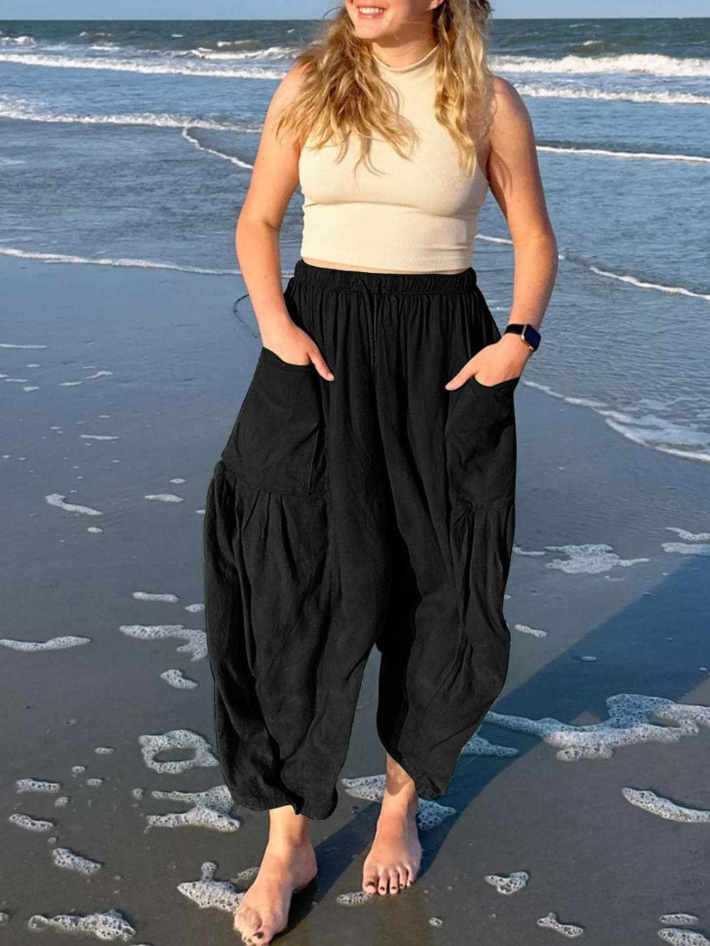 Full Size Drawstring Pants with Pockets Plus Size - Trendsi - Flyclothing LLC