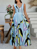 Devine Printed Sleeveless Maxi Dress - Trendsi - Flyclothing LLC