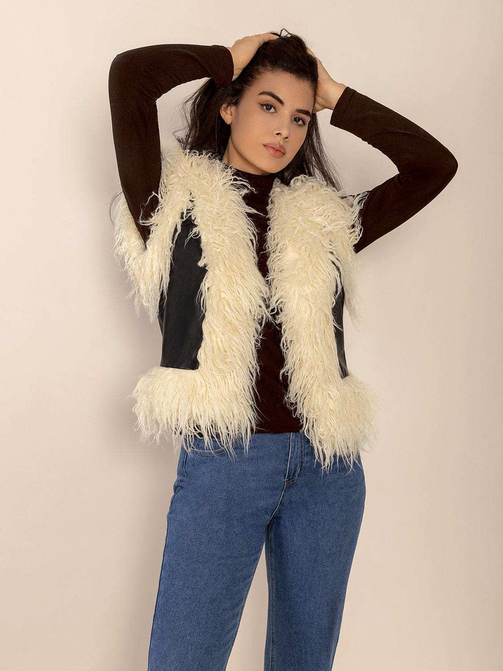 Tied Fringe Contrast Vest - Trendsi - Flyclothing LLC