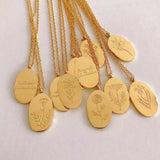 18K Gold-Plated Engraved Pendant Necklace - Trendsi - Flyclothing LLC