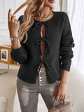 Devine Tied Round Neck Dropped Shoulder Cardigan - Trendsi - Flyclothing LLC