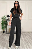 Round Neck Short Sleeve Top and Drawstring Pants Set - Trendsi - Flyclothing LLC
