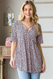 Heimish Full Size Short Sleeve Crisscross Animal Babydoll Top Plus Size - Trendsi - Flyclothing LLC