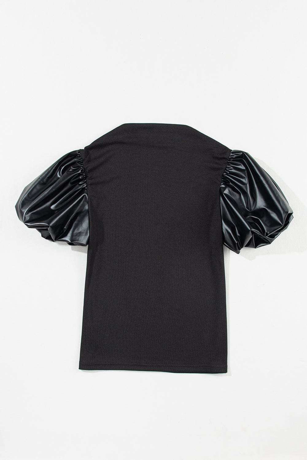 Round Neck Puff Sleeve Blouse - Trendsi - Flyclothing LLC