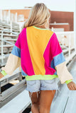 Color Block Round Neck Long Sleeve Top - Trendsi - Flyclothing LLC