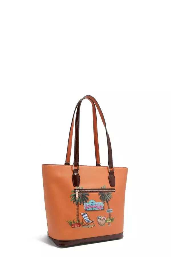 Nicole Lee USA Tropical Beach House Print Shopper Bag - Trendsi - Flyclothing LLC