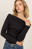 HYFVE Off Shoulder Ribbed Knit Top - Trendsi - Flyclothing LLC