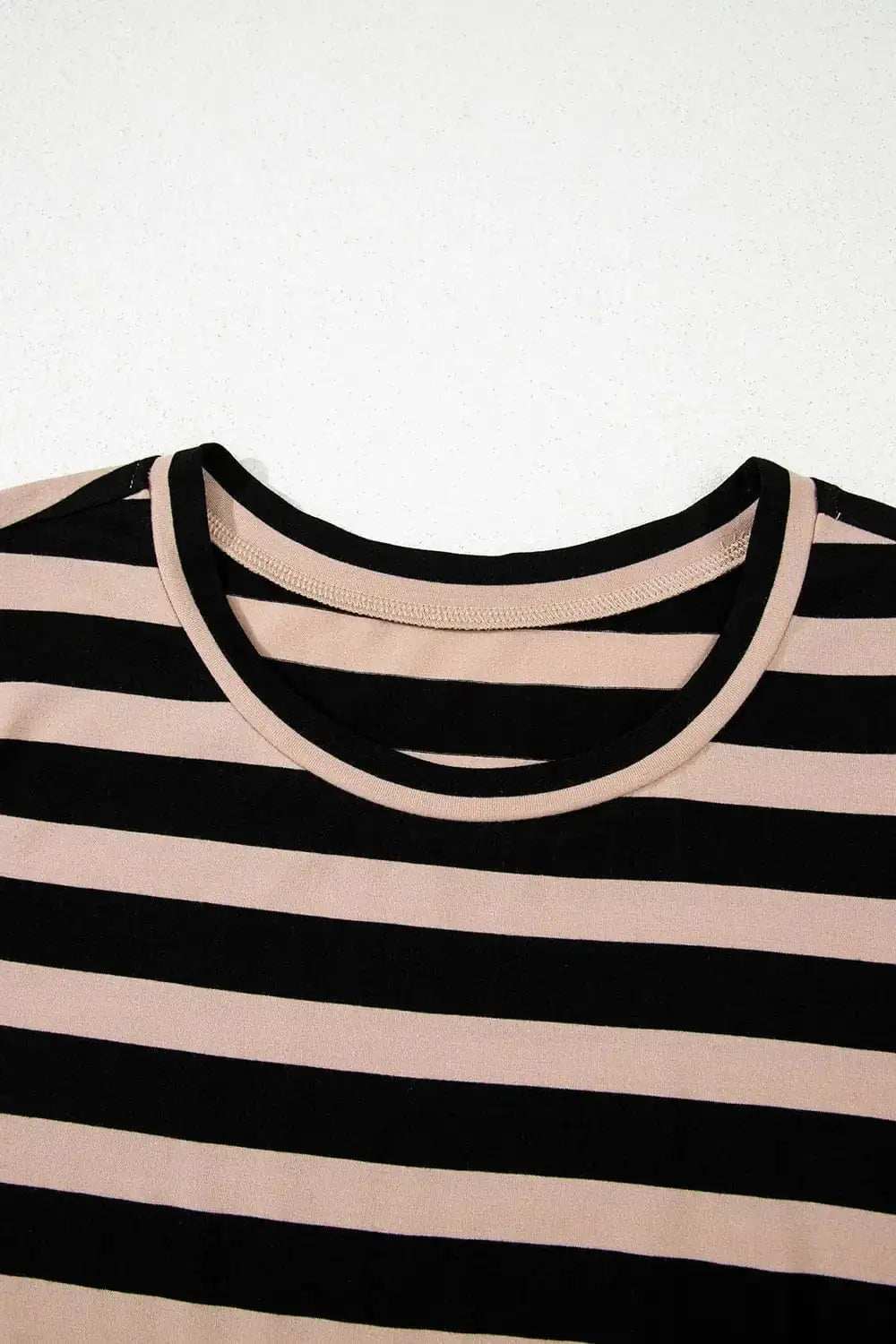Stripe Casual Round Neck Tee Dress with Pockets - Trendsi - Flyclothing LLC
