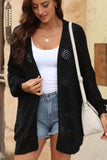 Openwork Open Front Long Sleeve Cardigan - Trendsi - Flyclothing LLC