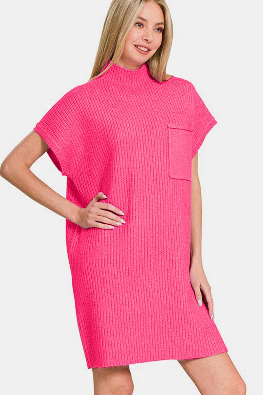 Zenana Short Sleeve Sweater Mini Dress - Trendsi - Flyclothing LLC