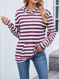 Striped Dropped Shoulder Hoodie - Trendsi - Flyclothing LLC