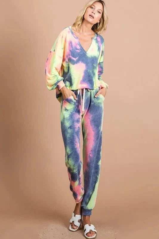 BiBi Tie Dye French Terry Casual Pants - Trendsi - Flyclothing LLC