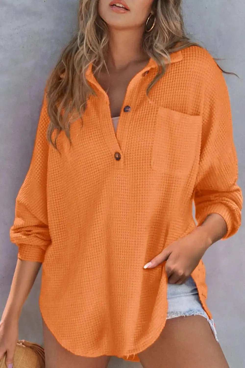Half Button Long Sleeve Sweatshirt - Trendsi - Flyclothing LLC