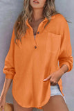 Half Button Long Sleeve Sweatshirt - Trendsi - Flyclothing LLC