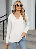 Notched Long Sleeve T-Shirt - Trendsi - Flyclothing LLC