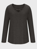 Crisscross V-Neck Long Sleeve T-Shirt - Trendsi - Flyclothing LLC