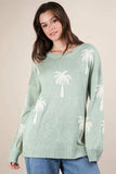 VERY J Palm Tree Graphic Oversized Knit Sweater - Trendsi - Flyclothing LLC