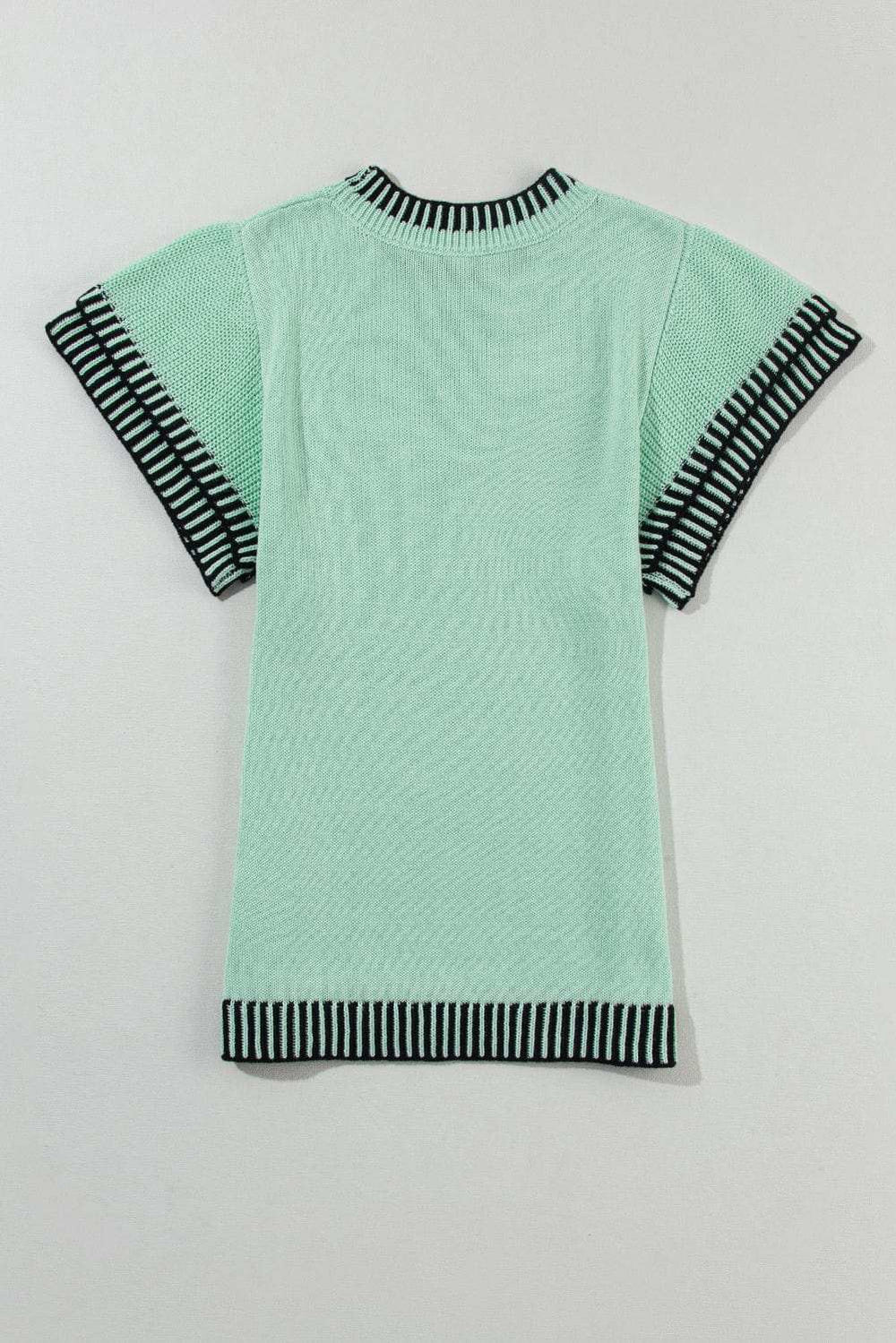 Round Neck Short Sleeve Knit Top - Trendsi - Flyclothing LLC