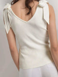 V-Neck Tie Shoulder Tank - Trendsi - Flyclothing LLC