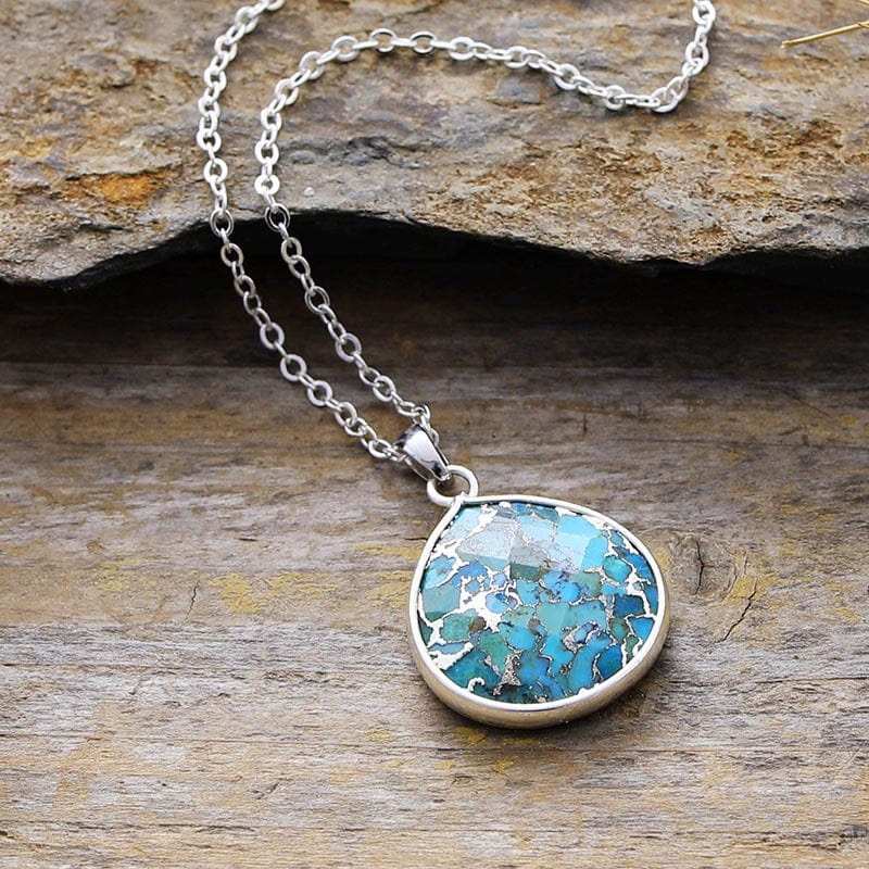 Turquoise Chain Pendant Necklace - Trendsi - Flyclothing LLC