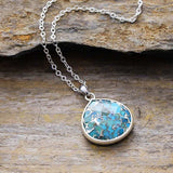 Turquoise Chain Pendant Necklace - Trendsi - Flyclothing LLC