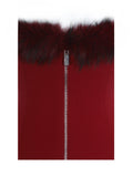 Ivette Crimson Fur-Trimmed Peplum Top - Miss Circle - Flyclothing LLC