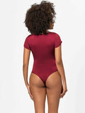 Full Size Square Neck Short Sleeve Bodysuit - Trendsi - Flyclothing LLC