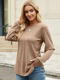 Round Neck Long Sleeve T-Shirt - Trendsi - Flyclothing LLC
