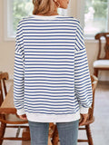 Striped Round Neck Long Sleeve Sweatshirt - Trendsi - Flyclothing LLC