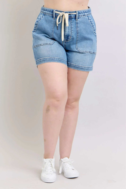 Judy Blue Plus Size High Waist Vintage Wash Denim Shorts - Trendsi - Flyclothing LLC