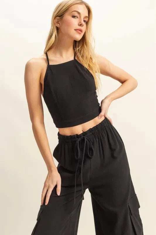 HYFVE Crop Top and Cargo Pants Set - Trendsi - Flyclothing LLC