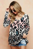 BiBi Gradation Leopard Print Soft Knit Deep U Neck Top - Trendsi - Flyclothing LLC
